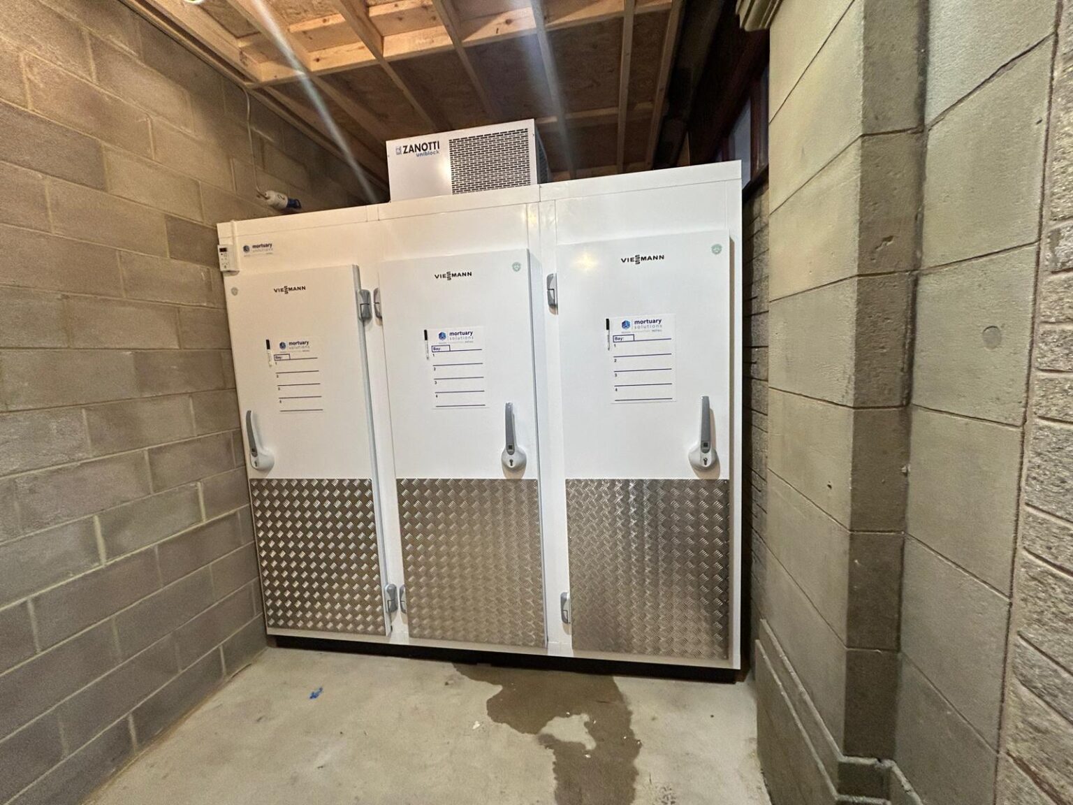 Repeat Burnley Customer 2 +3 door funeral fridges + trolley. Mortuary